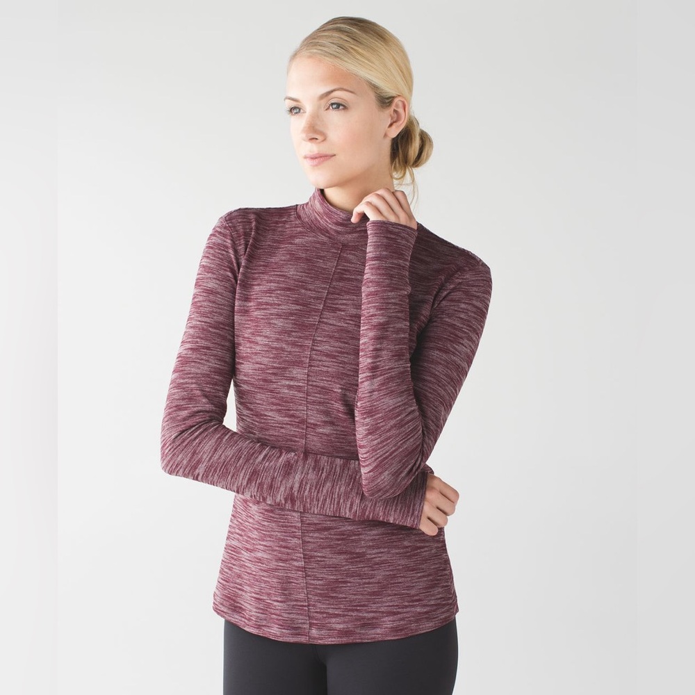 Lululemon Size 10 Rulu Long Sleeve Yoga Top Bordeaux Open Back Athleisure Lounge